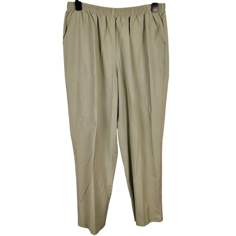 Koret Francisca Womens SZ 18 Elastic Waist Pants Sage Green Cotton Gorpcore